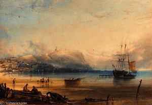 Scarborough, With A Boat Being Vitalled In The Harbour — Anthony Vandyke Copley Fielding