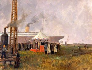 Driving The First Pile — James Humbert Craig