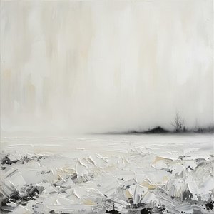 Ethereal Silence: A Monochromatic Study Of Mist And Textured Alabaster Shadows — David Moreau, Plaster & Texture Art
