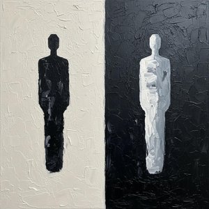 Monolithic Duality: A Sculptural Study Of Shadow And Light In Eternal Contrast — Laurent Fabre, Neo-abstract Art (modern Abstract Compositions)
