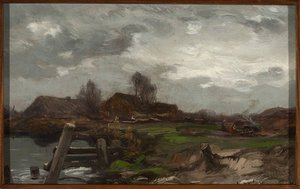 Landscape – Cottages At Waterside — Roman Kochanowski