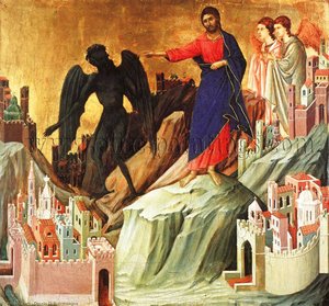 Temptation On The Mount, Frick Collection, New York. — Duccio Di Buoninsegna, Late Medieval Religious