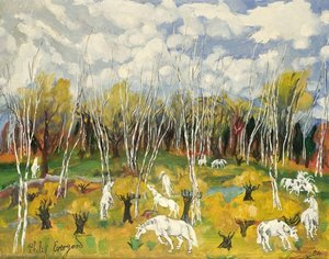 Birch Tree And White Horses — Philip Evergood
