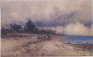 Not Titled [gathering Seaweed Before The Storm, Sandringham Beach] — Arthur Merric Bloomfield Boyd