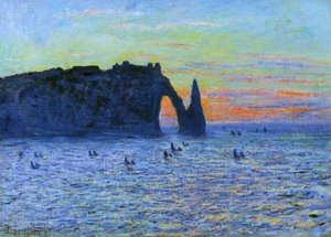 Etretat La Falaise D Aval Au Cocher De Soleil (also Known As Sunset At Etretat) — Claude Monet, Impressionism