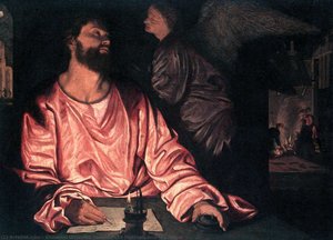 St Matthew And The Angel — Giovanni Gerolamo Savoldo, Baroque
