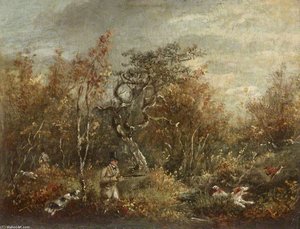 Woodcock-shooting -one Gun With A Dog — Samuel John Egbert Jones
