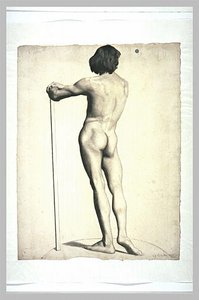 Man Standing, Leaning On A Stick — Georges Seurat, Impressionistic Precision