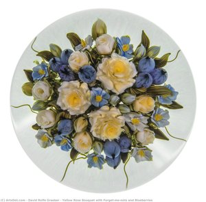 Yellow Rose Bouquet With Forget-me-nots And Blueberries — David Rolfe Graeber