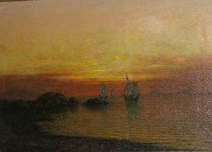 Coastal Scene With Sailing Ships, (painting) — John Olson Hammerstad