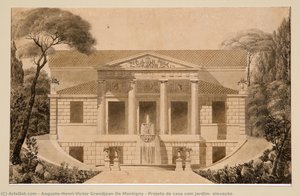 Projeto De Casa Com Jardim: Elevação — Auguste Henri Victor Grandjean De Montigny