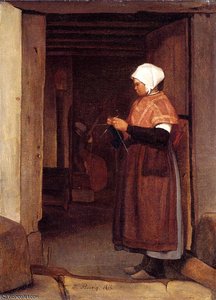 Peasant Knitting — François Bonvin