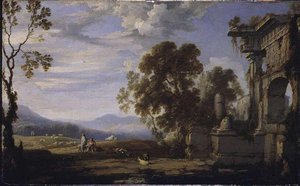 PAYSAGE AVEC RUINES A DROITE
