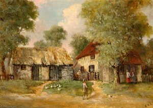 Post Office On North East Side Of The Green Next To 'the White Lion' Cottage — Charles Langton Lockton