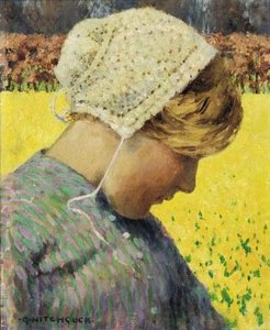Dutch Girl Before A Daffodil Field — George Hitchcock