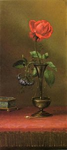 Red Rose And Heliotrope In A Vase — Martin Johnson Heade