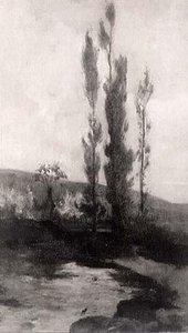 Cypress Trees, (painting) — John Henry Twachtman