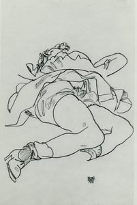 Reclining Woman With Raised Skirt — Egon Schiele, Expressionism