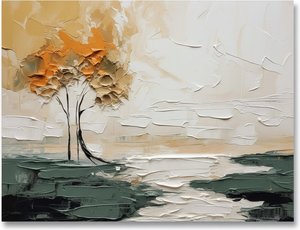 Ethereal Solitude In Ochre And Burnt Orange: A Monumental Impasto Landscape Study — David Moreau