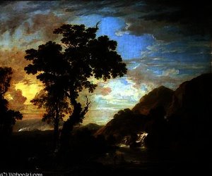 Wooded River Landscape With Figures In The Foreground And Cascade Beyond — George Barret The Elder, Romanticism