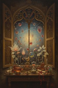 The Alchemist's Pulse: A Symphony Of Celestial Anatomy And Eternal Transmutation — Jacques Villedieu, Surrealism (mexican / Mystical Symbolism)