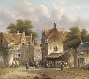 A flower market in a Dutch town
