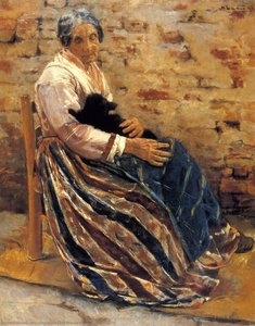 Old Woman With Cat — Max Liebermann, Impressionist Style