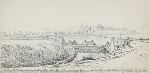 Peel Castle and Town from Michael Street