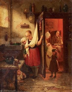 Children at the blind-cow-play