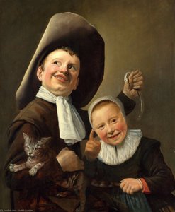 A Boy And A Girl With A Cat And An Eel — Judith Jans Leyster