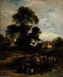 View At Gillingham With Cottages — William James Müller