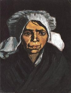 Kopf Einer Bauernfrau Mit Weißem Kapuze — Vincent Willem Van Gogh, Post-impressionist Expressionism