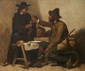 Two Men Drinking In An Interior — Thomas Stuart Smith, Romanticism