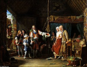 The Visit Of The Grand Dauphins In The Company Of The Duc De Montausier In A Cabin