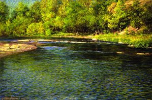 Iredescence of a Shallow Stream