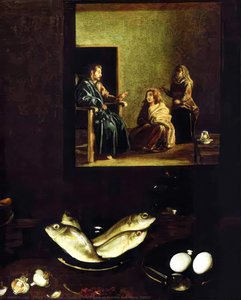 Christ in the House of Martha and Mary. Detail
