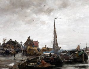 Afgemeerde Schepen Op De Rotterdamse Kade