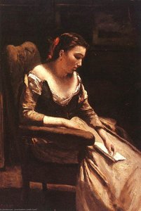 The Letter - Oil On Wood - — Jean-baptiste-camille Corot