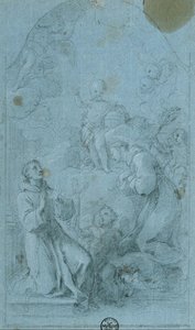 Saint Peter Of Alcantara And Saint Anthony Of Padua Worship The Christ Child — Giovanni Agostino Ratti, Baroque
