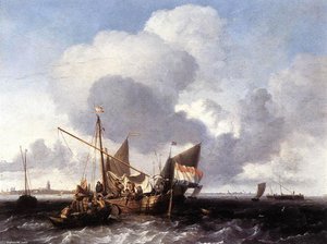 Barcos En El Zuiderzee Antes Del Fortín De Naarden — Ludolf Backhuysen I