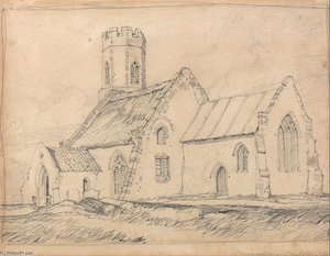 Brampton Church, Norfolk, From The South-east — John Sell Cotman, Norwich School