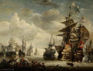 Capture of the Royal Prince by Admiral de Ruyter in (1666)
