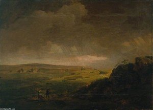 Moorland Landscape With Rainstorm — George Washington Thomas Lambert