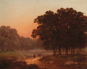A Wooded Landscape With Figures On A Track — James Arthur O Connor, Romanticism