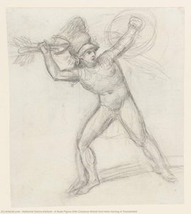 A Nude Figure With Classical Shield And Helm Hurling A Thunderbolt — Sir Nathaniel Dance Holland