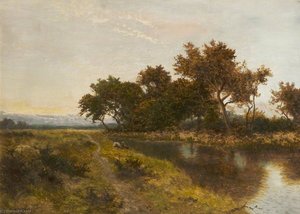 Landscape Two Figures By A Stream — Daniel Sherrin
