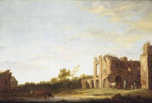 Landscape With The Ruins Of The Abbey At Leiden Rijnsburg — Aelbert Jacobsz Cuyp