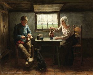 Tea Time in a peasant interior