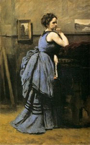 Lady In Blue — Jean-baptiste-camille Corot, Contemporary Realism