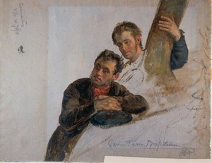 Two Men Looking At A Baptism — George Harvey